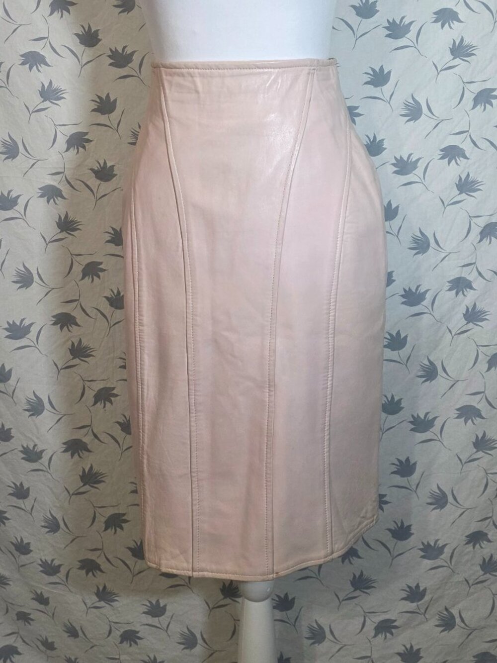 VTG Erez Sport 100% Genuine Leather Paneled High Waist Pencil Skirt Size 8